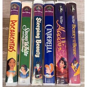 Disney Princess VHS Masterpiece & Black Diamond Edition Lot of 6 Clamshell Cases